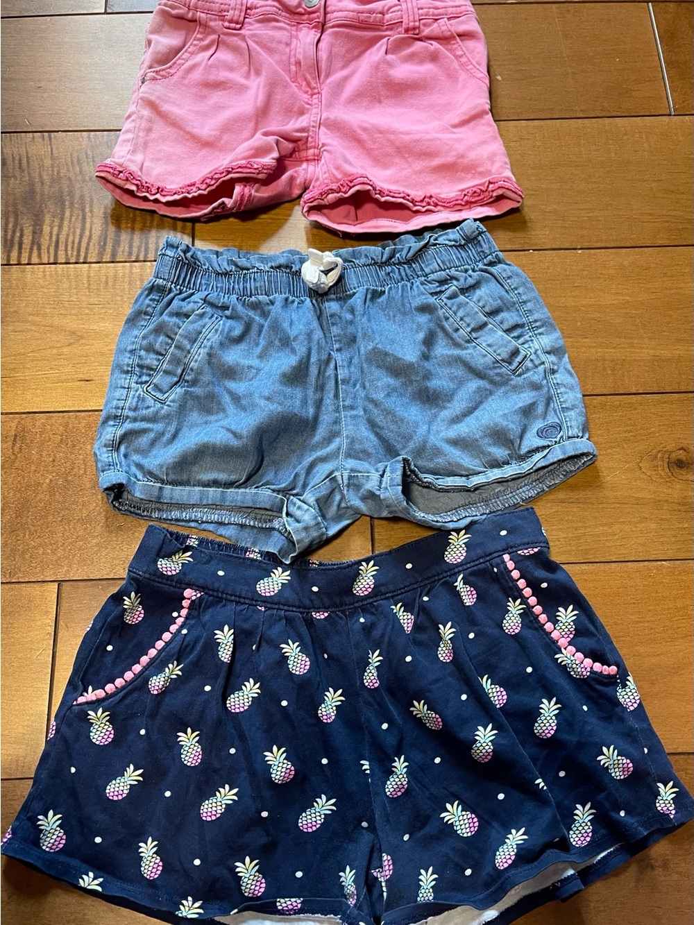 Girls' Pink, Light Blue and Navy Pineapple Shorts Set
